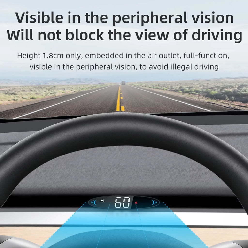 Nebublu Tesla Model 3 Model Y Head Up Display， Digital Speedometer Display, Vehicle Speed, Gear, Turn Signal, Battery, Door Reminder, Seat Belt Reminder