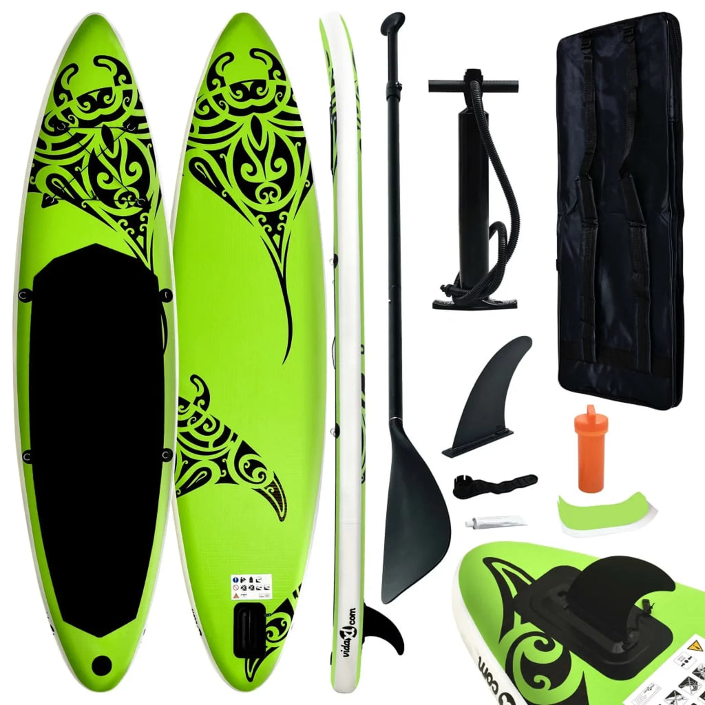 Dcenta Inflatable Paddleboard Set Beach Surfing Board with Oar, Fin, Hand Pump, Kit and Carrying Bag Surfboard for Adults 144.1 x 29.9 x 5.9 Inches (L x W x H)