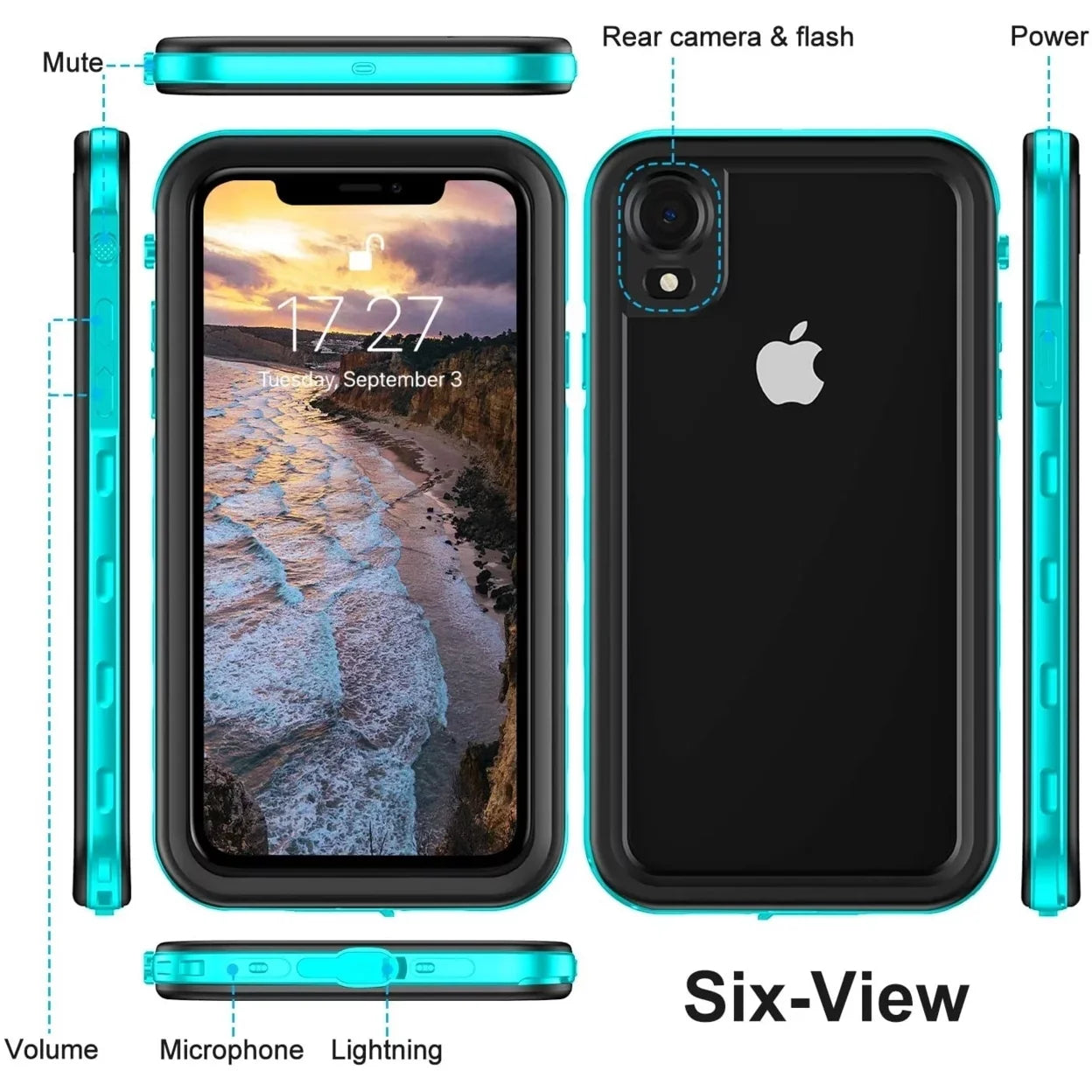 For iPhone XR Fluid Case Cover Built-in Display Protector Fully Sealed Life Shockproof Snowproof Fluid