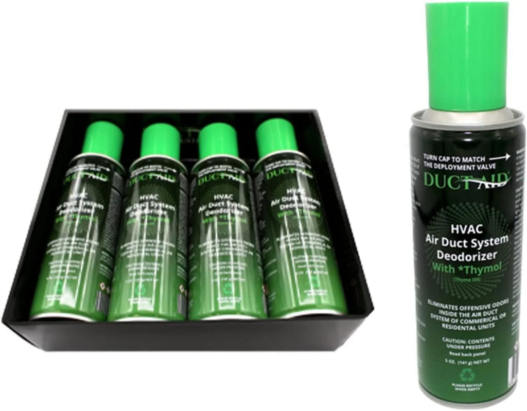 Duct Aid with Thymol Concentrate - HVAC Air Duct System Deodorizer and Mold Treatment Fogger with Multiple Uses. All Natural, Plant-Based - Pack of 4