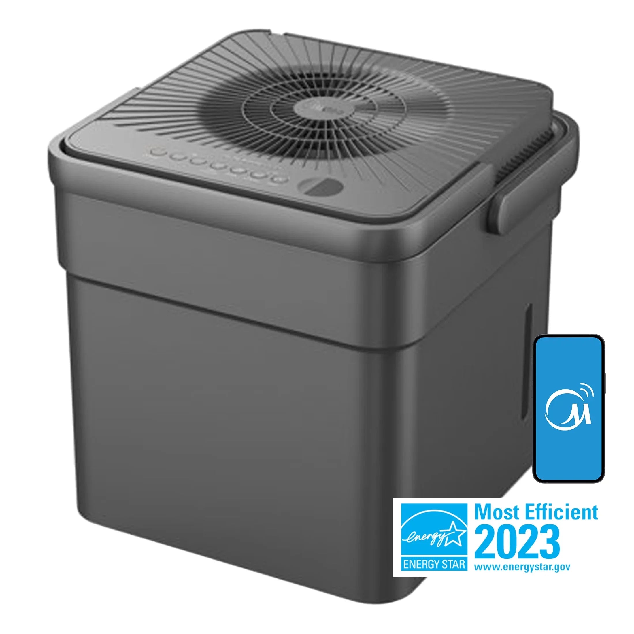 Midea 35-Pint Compact Cube Smart Dehumidifier, up to 3500 Sq. Ft., Gray