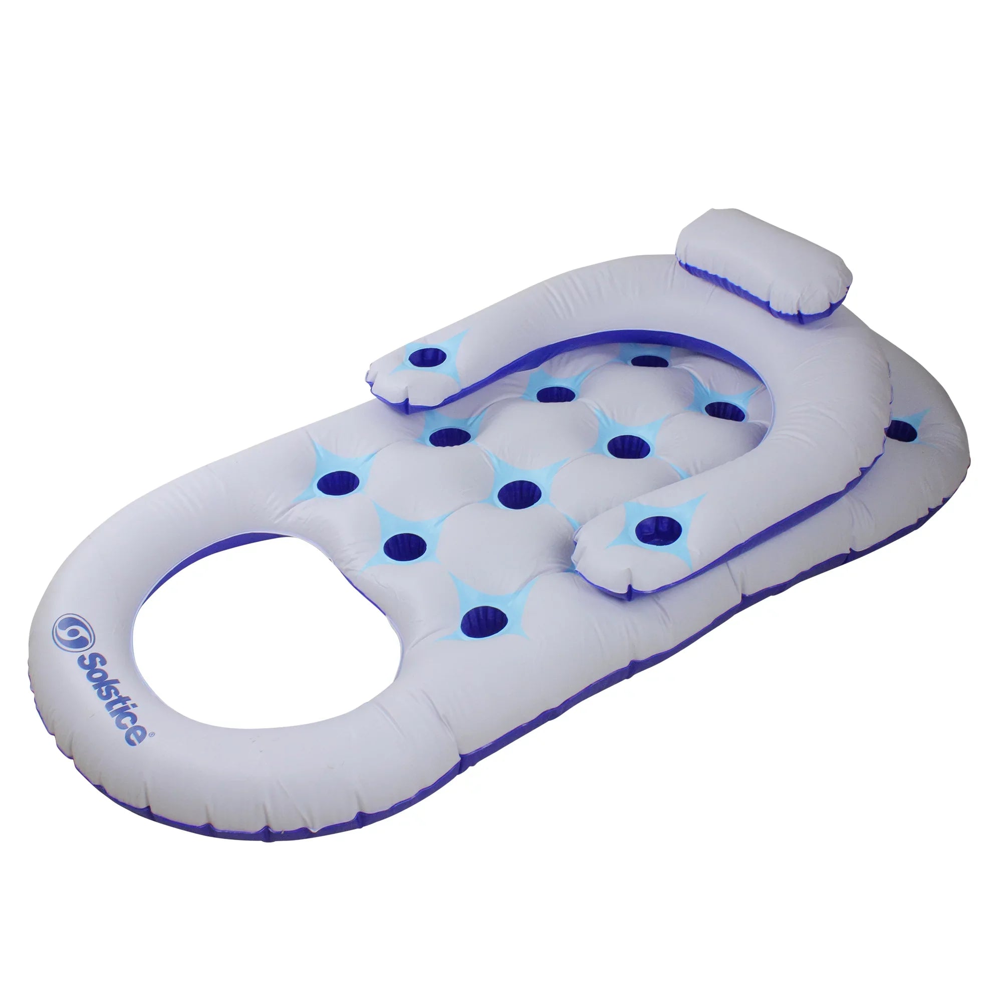 Swim Central 64-Inch Inflatable Solstice Blue and White Lounge Inflatable Swimming Pool Float