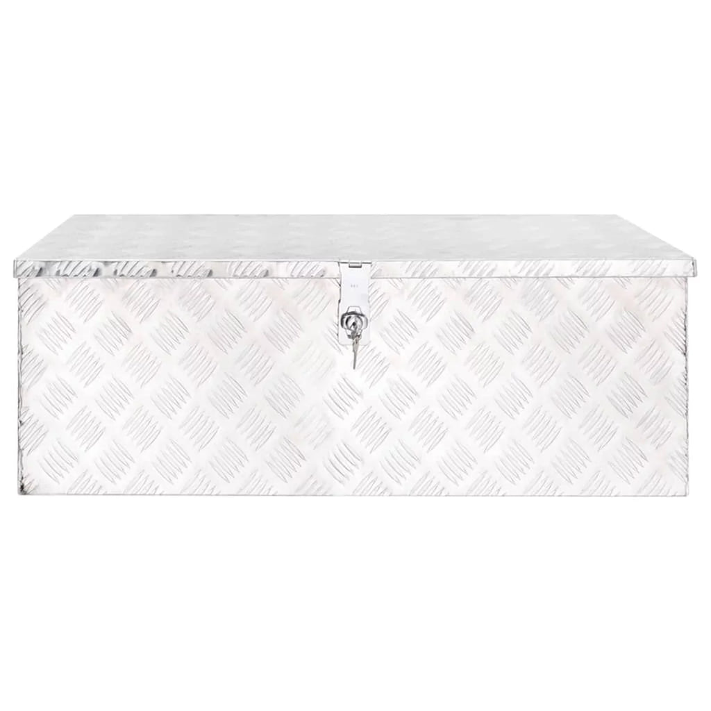 Anself Aluminum Tool Box Truck Toolbox Lockable Underbody Organizer Storage Case Trailer Box Silver for Vehicle, Garage, Camping Trip 35.4 x 18.5 x 13.2 Inches (L x W x H)