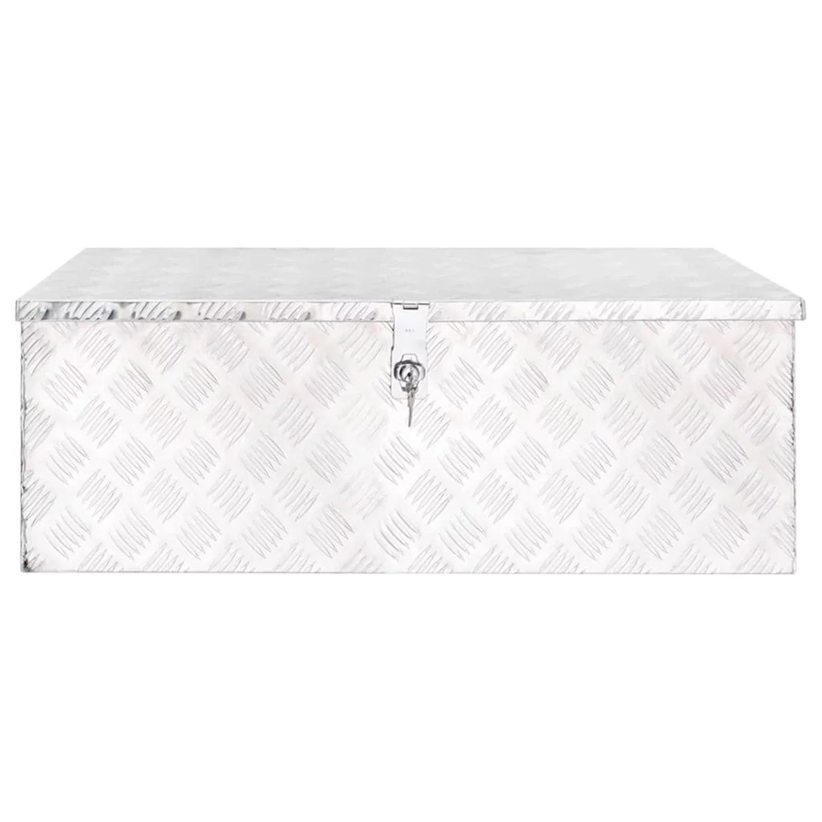 Anself Aluminum Tool Box Truck Toolbox Lockable Underbody Organizer Storage Case Trailer Box Silver for Vehicle, Garage, Camping Trip 35.4 x 18.5 x 13.2 Inches (L x W x H)