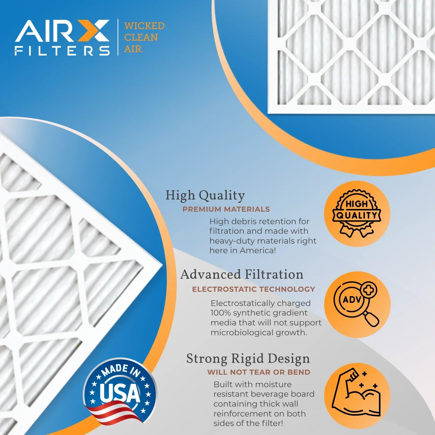 18x24x2 Air Filter MERV 11 Comparable to MPR 1000, MPR 1200 & FPR 7 Electrostatic Pleated Air Conditioner Filter 6 Pack HVAC Premium USA Made 18x24x2 Furnace Filters by AIRX FILTERS WICKED CLEAN AIR.