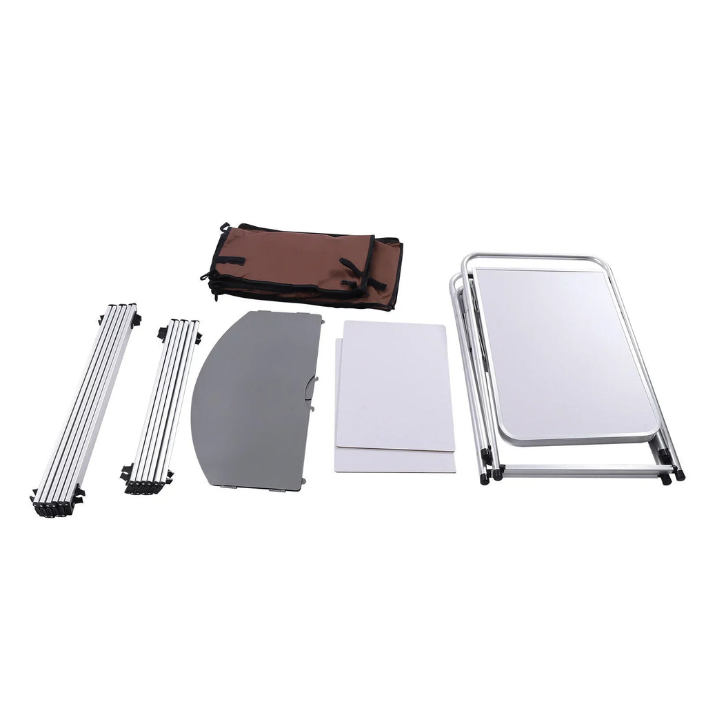 FETCOI Portable Foldable Camping Kitchen Station Folding Grill Table W/ Tabletop