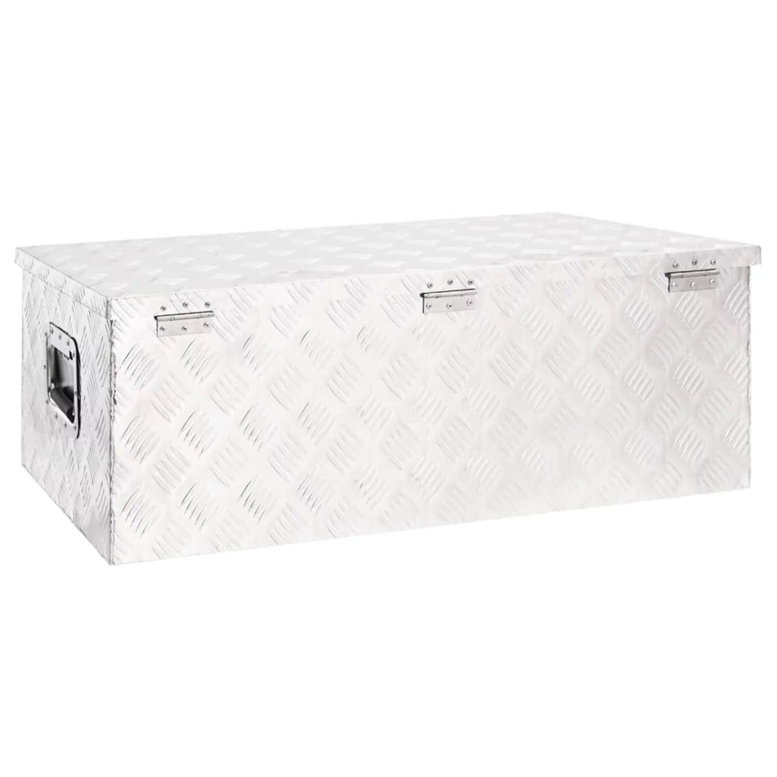 Anself Aluminum Tool Box Truck Toolbox Lockable Underbody Organizer Storage Case Trailer Box Silver for Vehicle, Garage, Camping Trip 35.4 x 18.5 x 13.2 Inches (L x W x H)