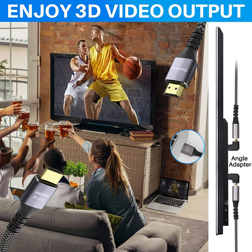 Short 8K HDMI 2.1 Certified Cable 2 Feet (2 Pack) 48Gbps High Speed Ultra HD Braided Cord, 8K@60Hz 4K@120Hz eARC HDR