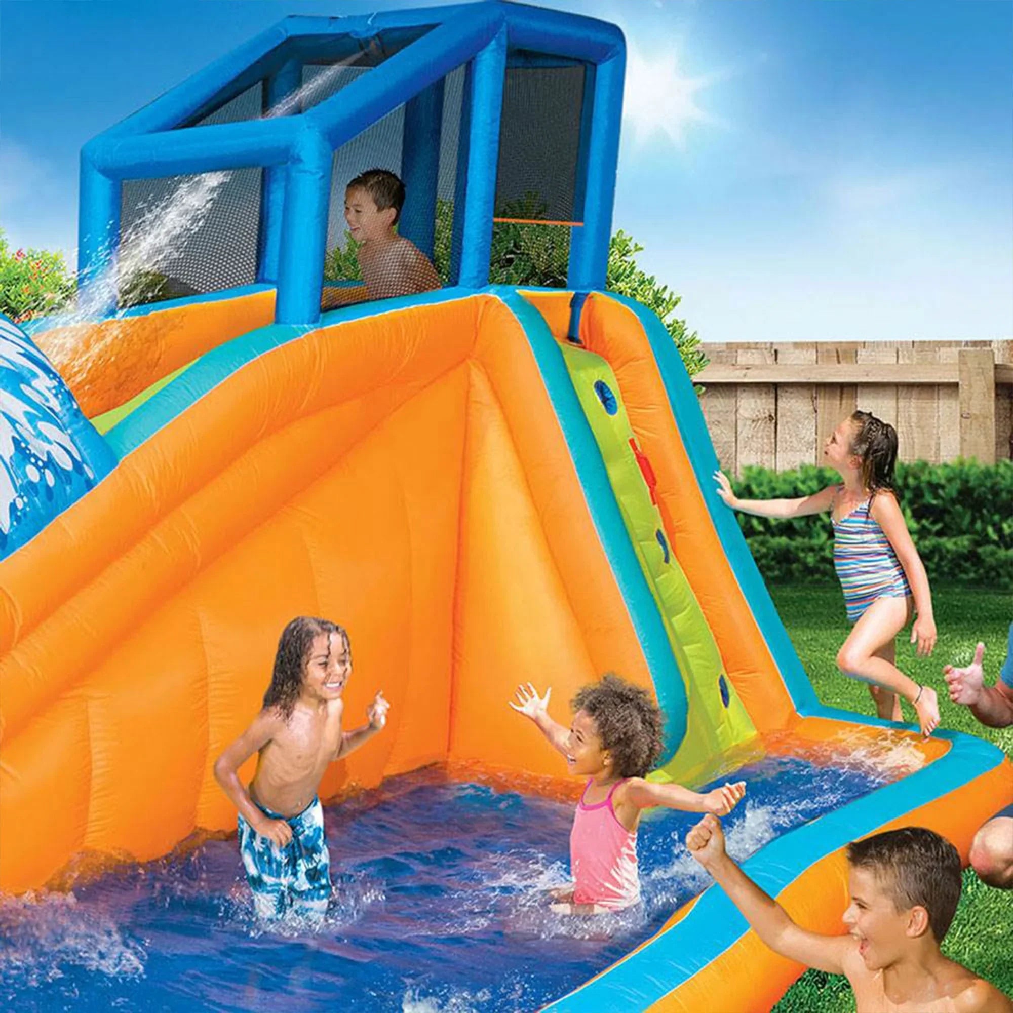 Banzai Surf Rider Kids Inflatable Outdoor Lagoon Fluid Slide Splash Park