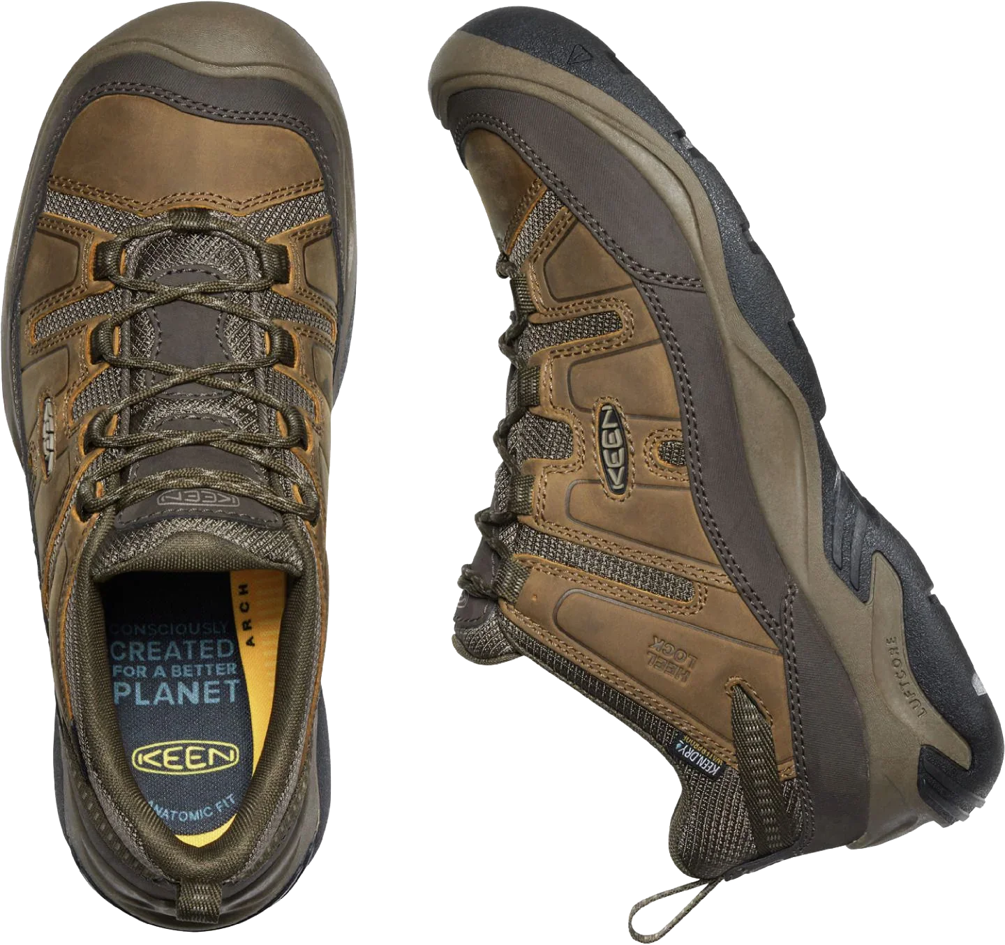 Refurbished KEEN 1026773 Circadia Low WP Fluid Hiking Shoes for Men - Shitake/Brindle - 10M