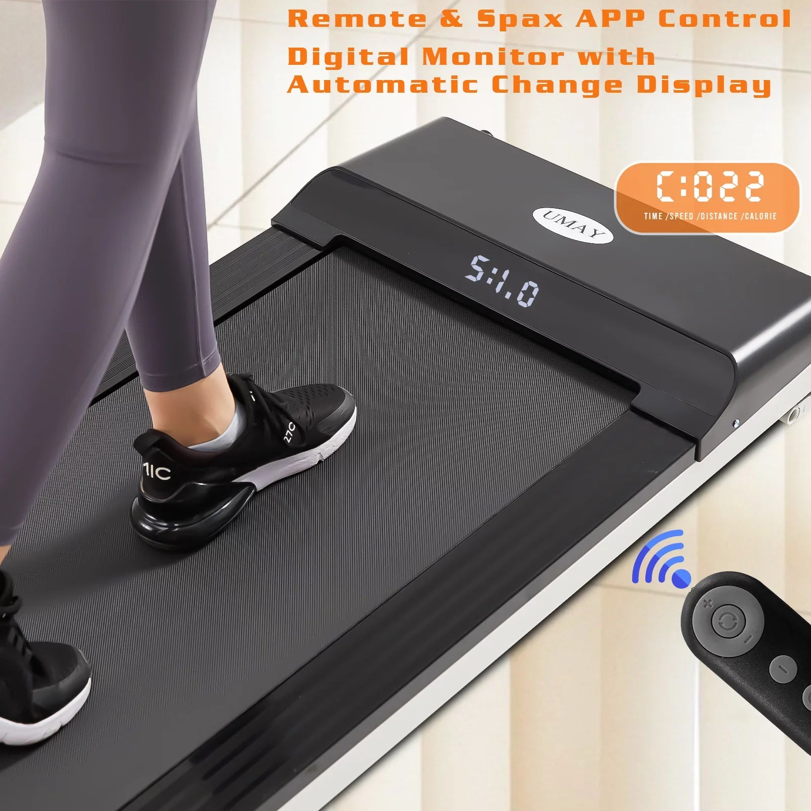 CoSoTower Portable Treadmill Under Desk Walking Pad Flat Slim Treadmill with LED Display & Sport APP, Running Machine for Apartment and Small Space without Assembling