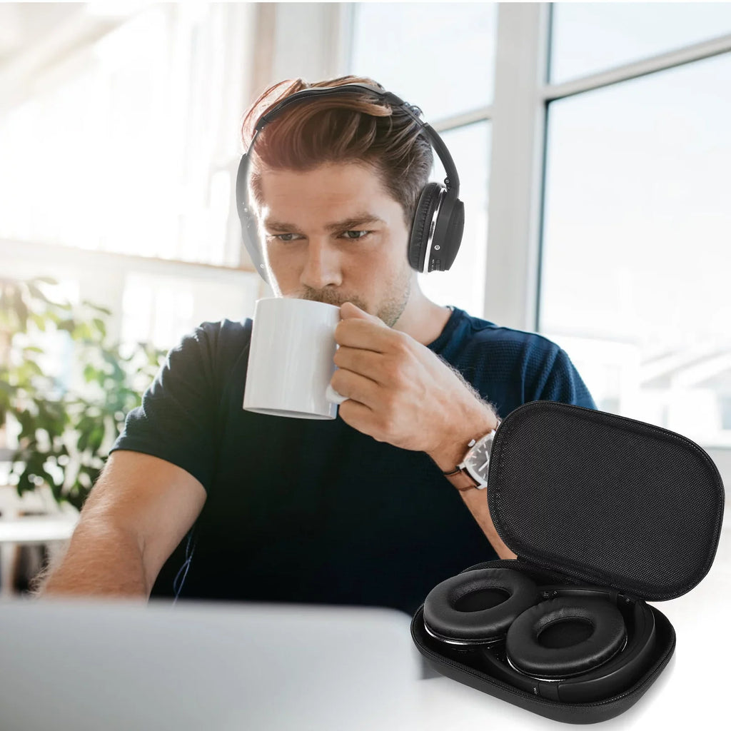 UrbanX UX35 Wireless Bluetooth Stereo Earphones with High Resolution Audio, Deep Bass, Superior Comfort Over The Ear Headphones with Mic for HTC Wildfire E2 Phone Call Support