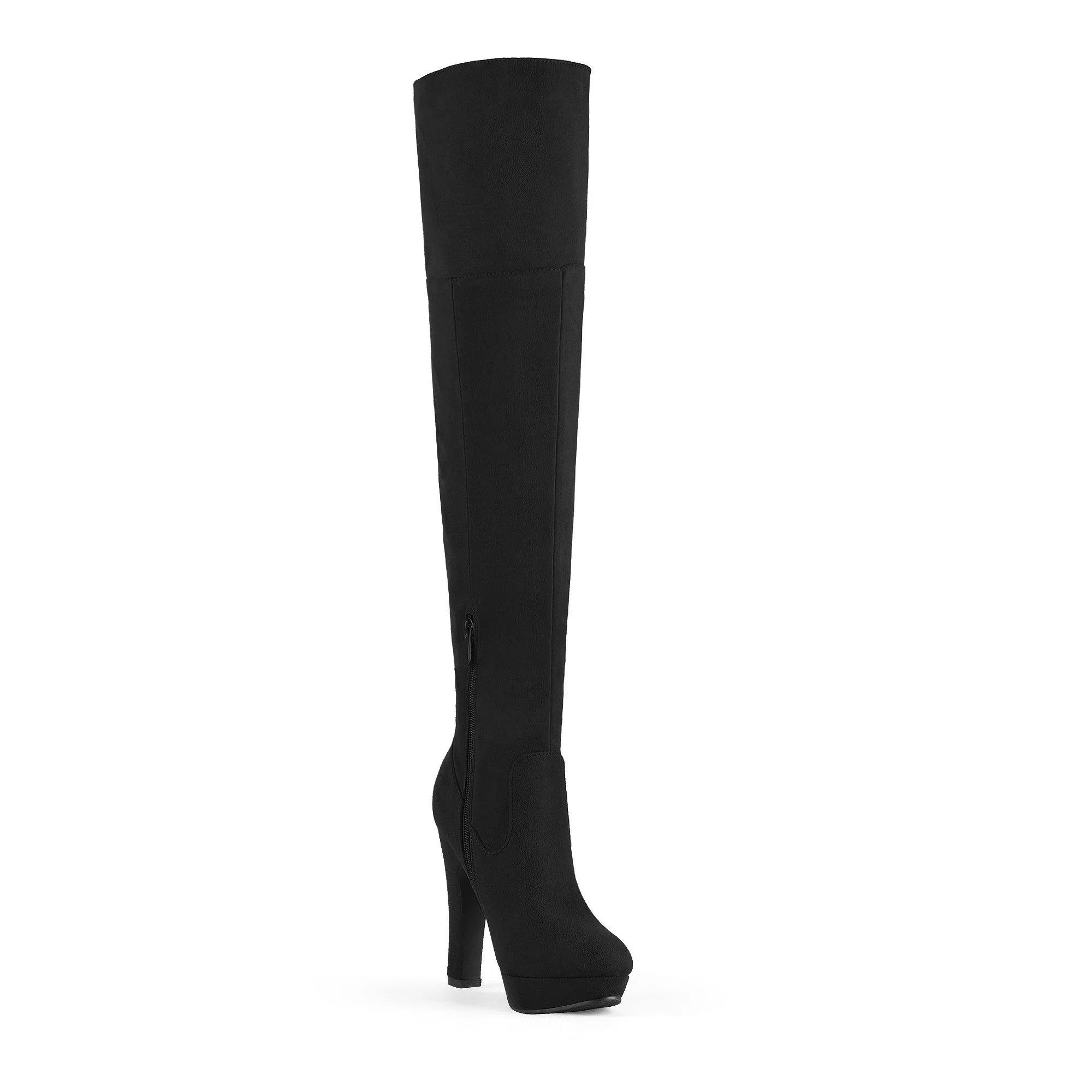 DREAM PAIRS Women's Fashion Thigh High Chunky Heel Platform Over The Knee Boots HIGHPLAT BLACK Size 7.5