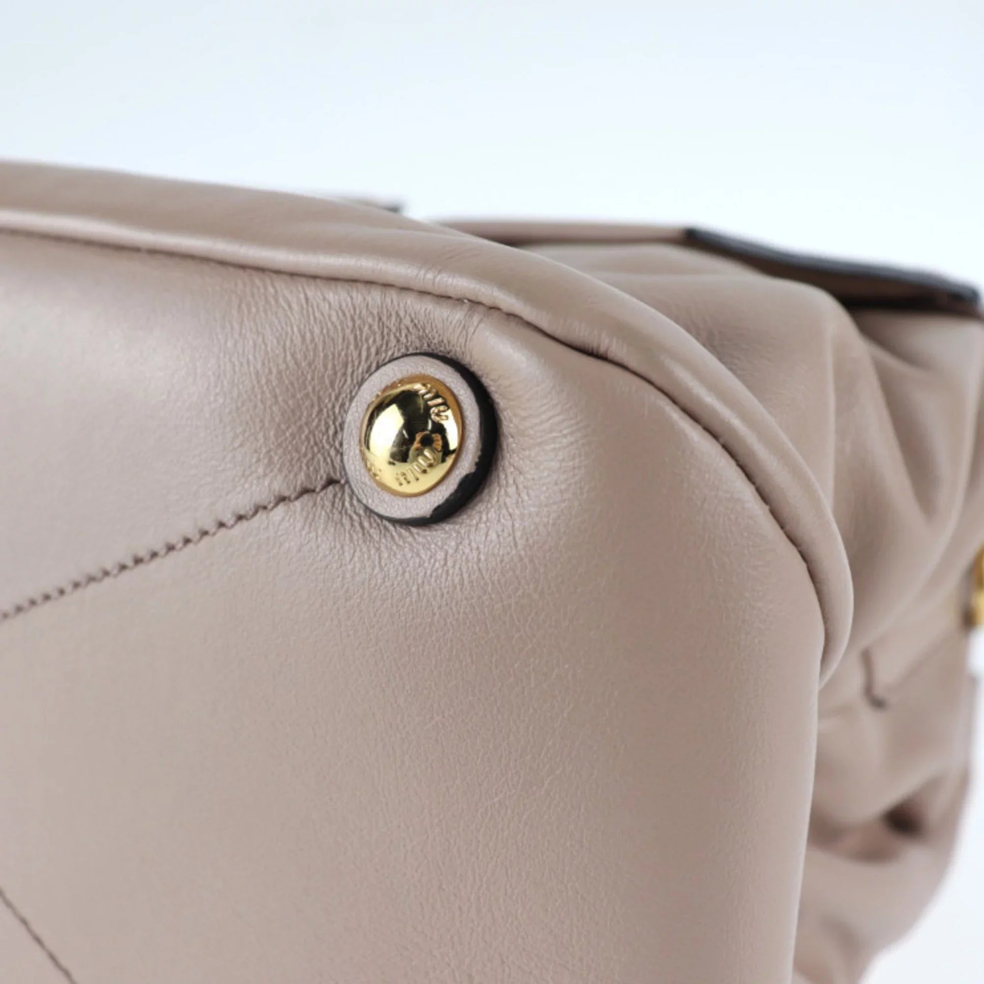 Pre-Owned Miu Miu MIUMIU handbag RN1079 leather CAMMEO pink beige 2WAY (Good)