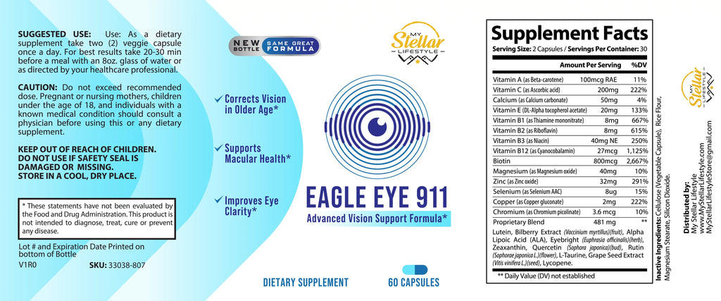 2 Pack Eagle Eye 911, advanced vision support formula-60 Capsules x2