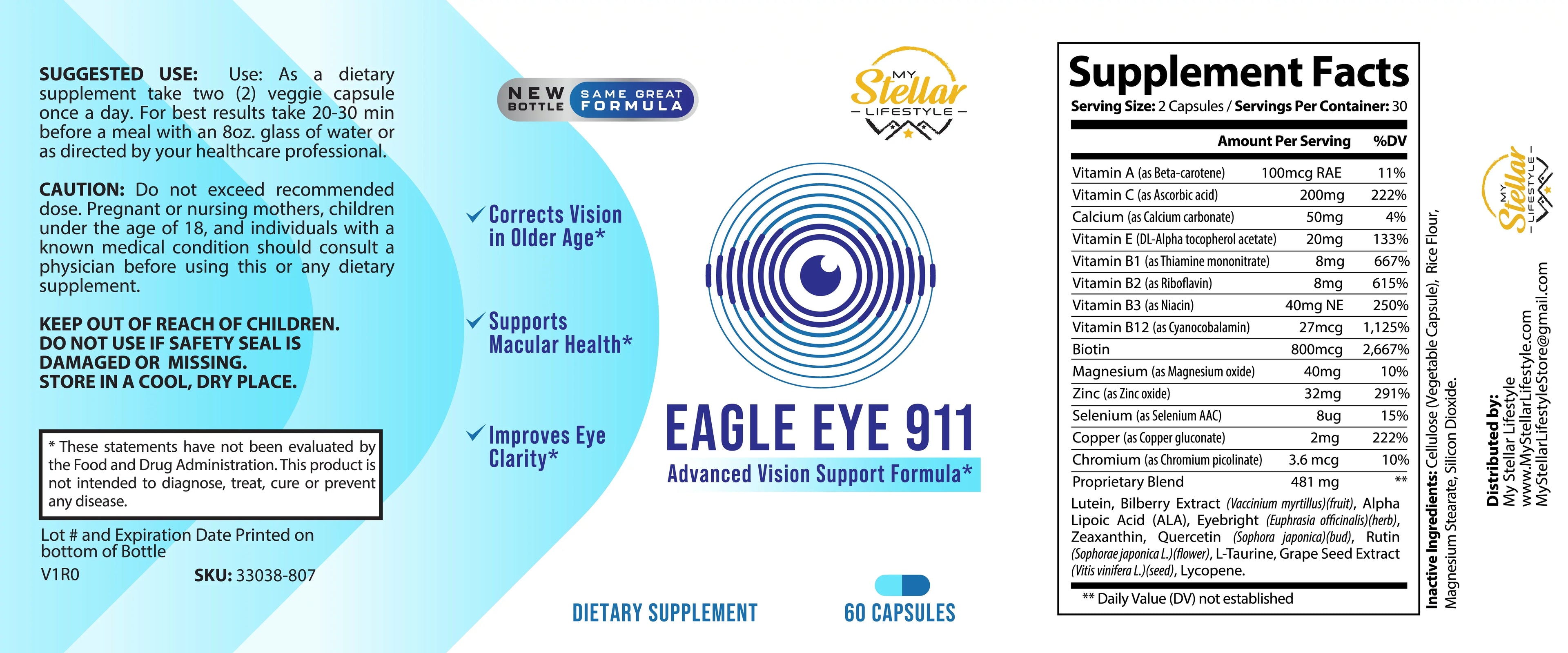 2 Pack Eagle Eye 911, advanced vision support formula-60 Capsules x2