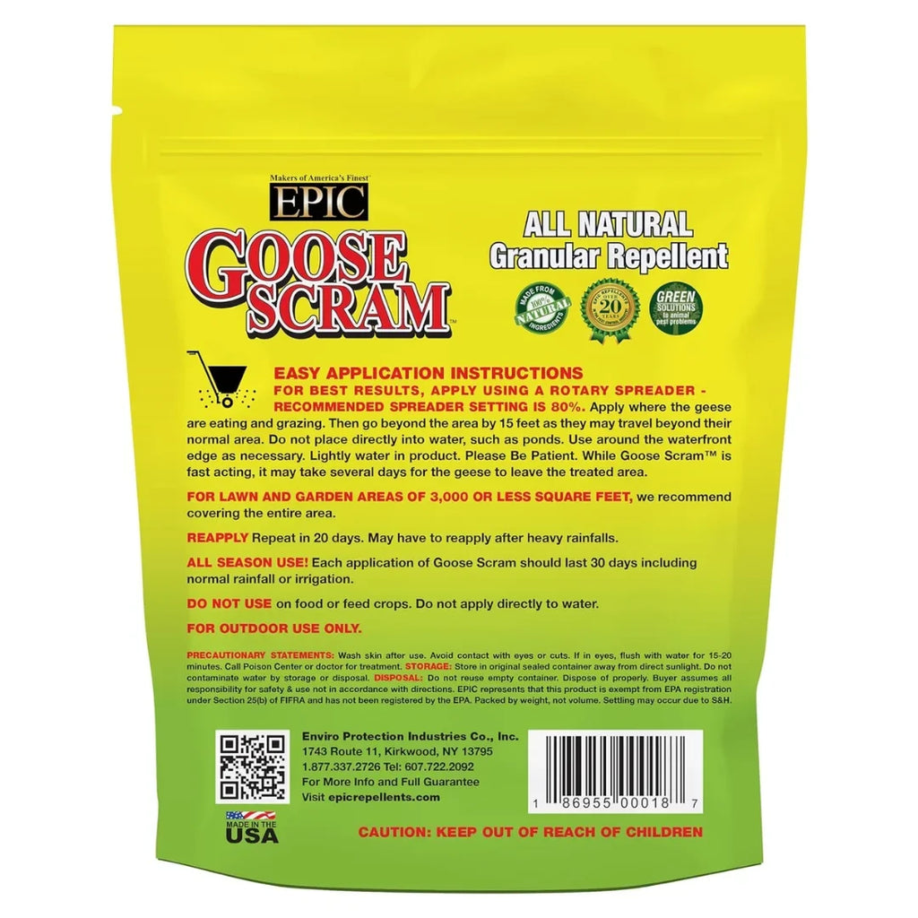 Epic Goose Scram All Natural Outdoor Granular Animal Repellent Resealable Bag, 10lbs