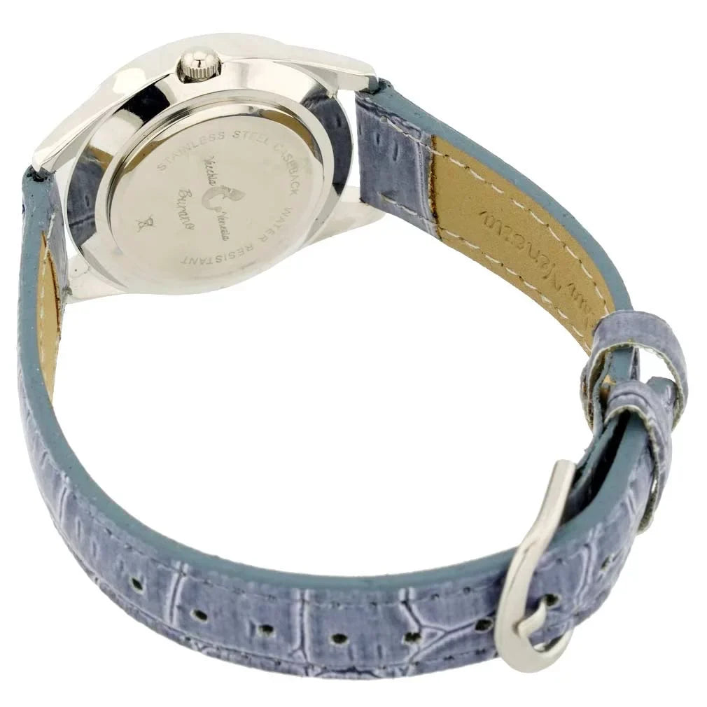GlassOfVenice Murano Glass Watch Millefiori And Crystals With Leather Band - Light Blue