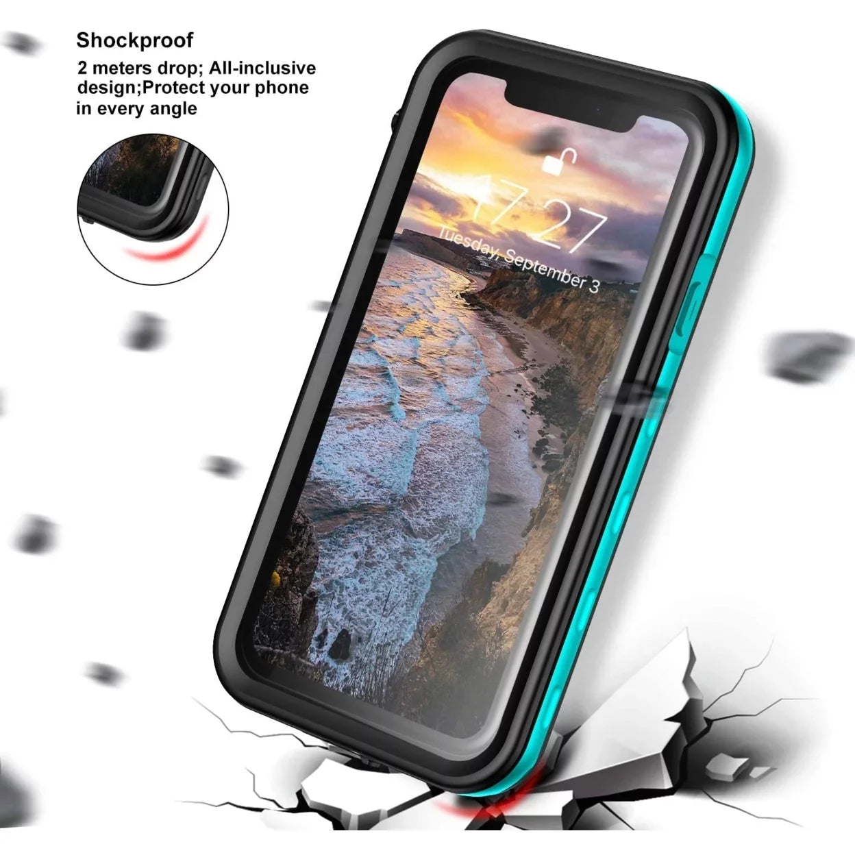 For iPhone XR Fluid Case Cover Built-in Display Protector Fully Sealed Life Shockproof Snowproof Fluid