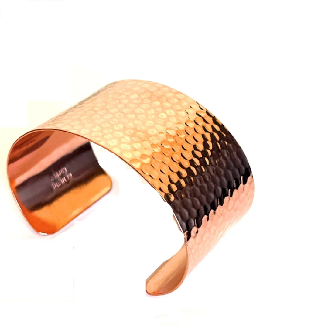 Wide About 2" Diameter Pure Solid Brass Bracelet Hammered Texture Cuff Bangle for Men or Women Made in USA