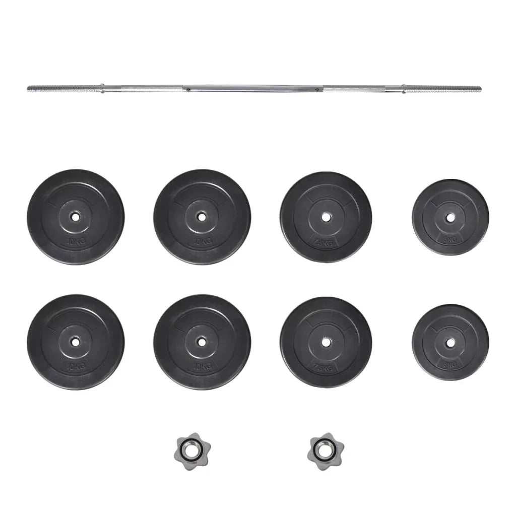 Anself Barbell with Plates Set 132 lb Weightlifting and Strength Training Barbell for Home Gym