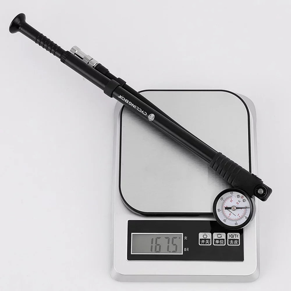 CYCLINGBOX Mountain Road Bike Pump 300PSI High Pressure with Gauge Presta Schrader Valve for Front Fork Rear Suspension Air Shocks