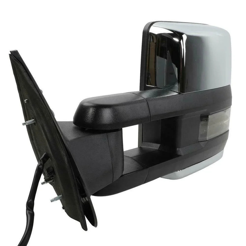 Power Heated Chrome Towing Mirrors For Chevrolet Gmc Led Signal&Backup Lamp