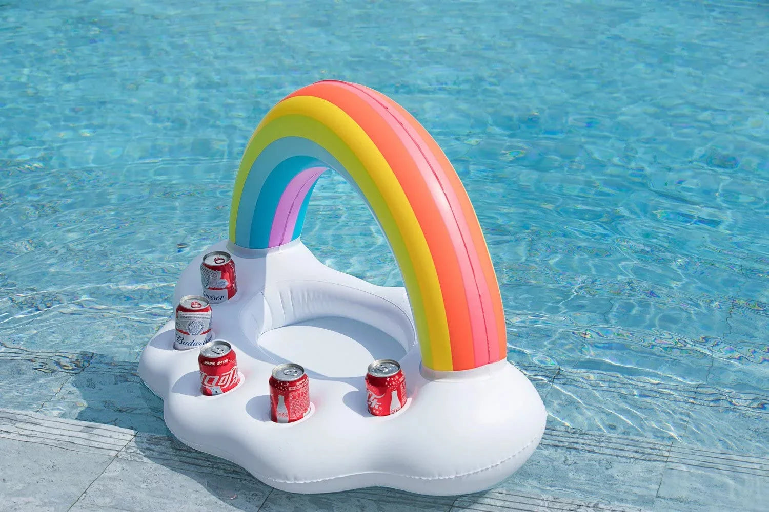Inflatable Rainbow Cloud Drink Holder Floating Beverage Fluid Fun Decorations