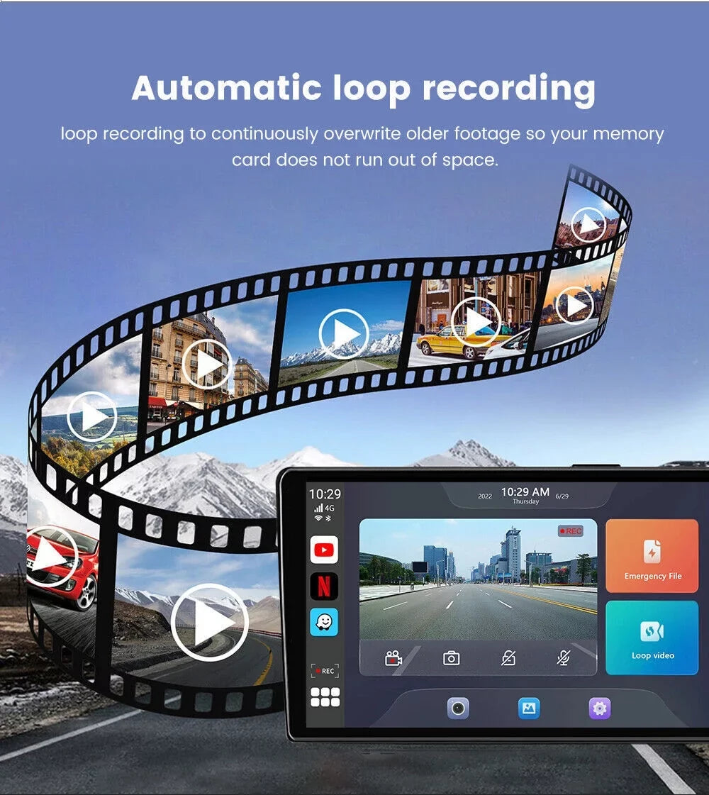 Binize Android 9 Dash Cam Wireless Android Auto & Wireless CarPlay Ai Box Mini Adapter 1080P DashCam 4G+64G