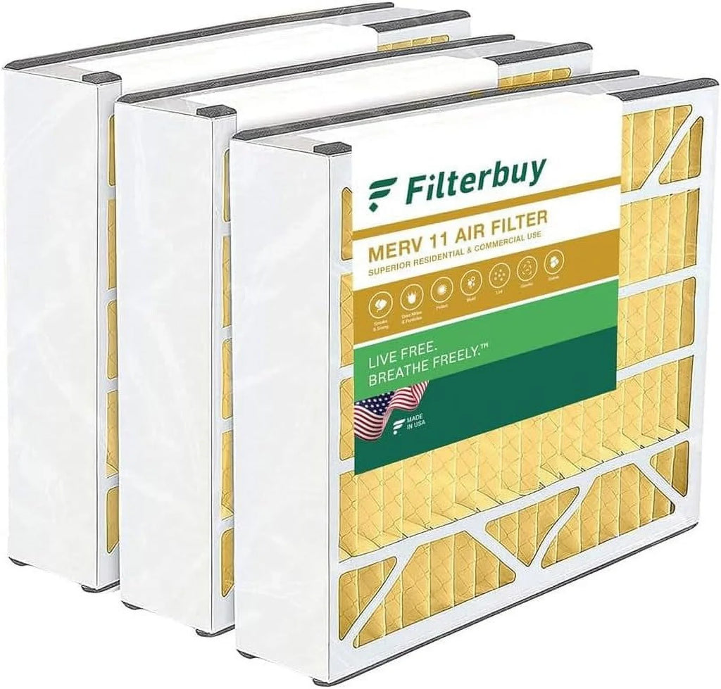 Filterbuy 20x25x5 MERV 11 Pleated HVAC AC Furnace Air Filters for Trion Air Bear, Generalaire, Skuttle, and Ultravation (3-Pack)
