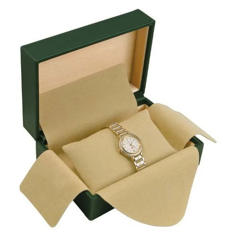 JewelrySupply Rolex Style Green Luxury Watch Box - Tan Inside