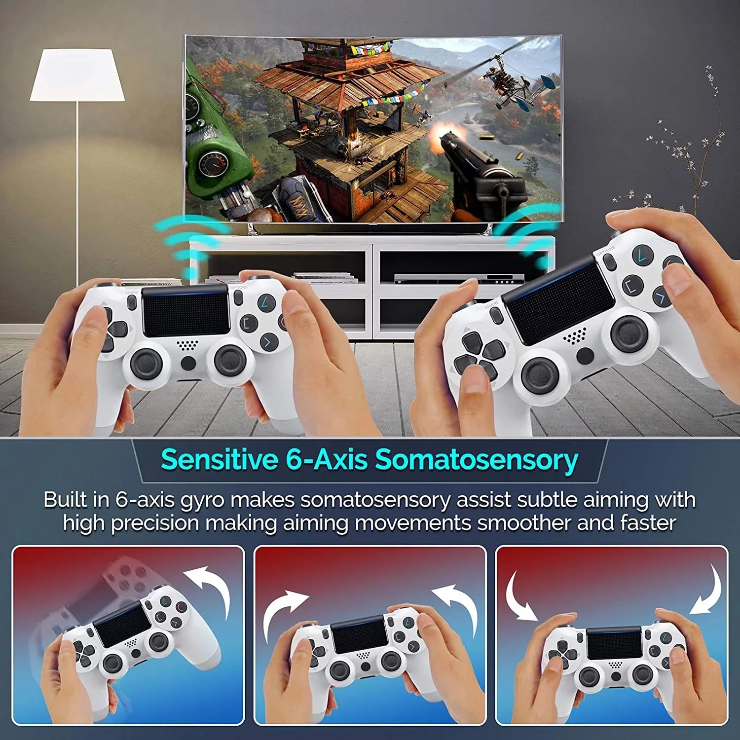 PRO Wireless GamePad Compatible with Galaxy S22 Ultra 5G Controller Plus 1,000 Battery/Built-In Speaker/Gyro/Remote BlueTooth Slim (White)
