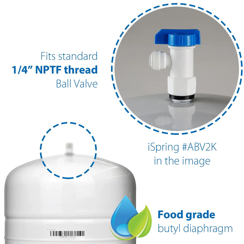 iSpring T55M 5.5 Gallon Residential Pre-Pressurized Fluid Storage Tank for Reverse Osmosis (RO) Systems
