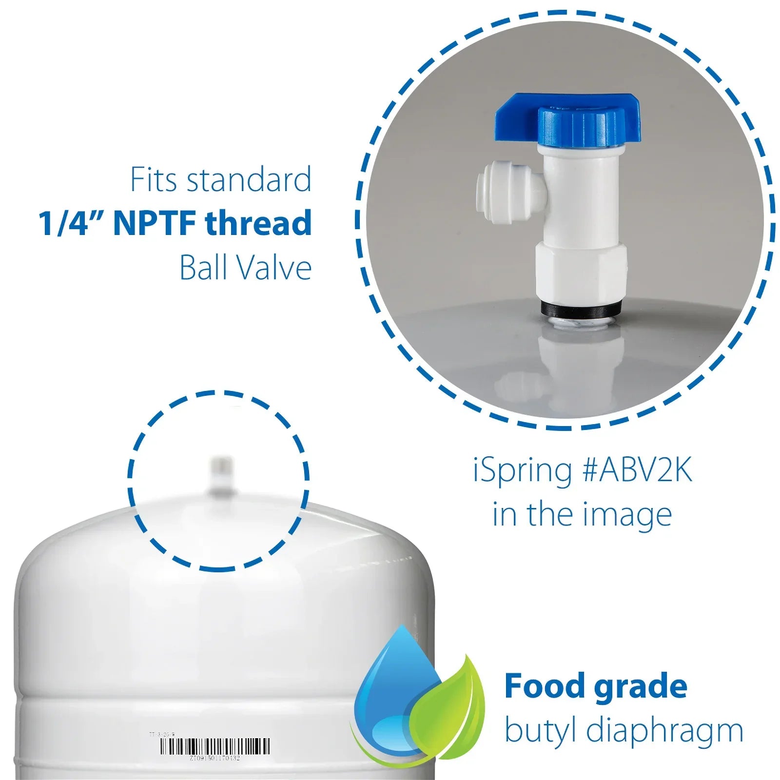 iSpring T55M 5.5 Gallon Residential Pre-Pressurized Fluid Storage Tank for Reverse Osmosis (RO) Systems