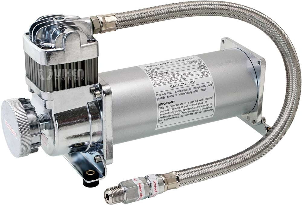 Vixen Horns Train Horn Kit for Trucks/Car/Semi. Complete Onboard System- 200psi Air Compressor, 3 Gallon Aluminum Tank, 4 Trumpets. Super Loud dB. Fits Vehicles like Pickup/Jeep/SUV VXO8330APRO/4124XC