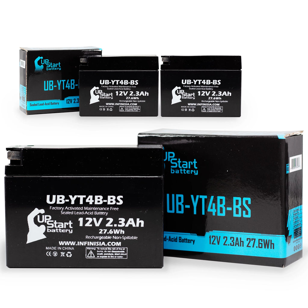 3-Pack UpStart Battery Replacement for 2015 Yamaha TTR110E 110CC Factory Activated, Maintenance Free, Motorcycle Battery - 12V, 2.3Ah, UB-YT4B-BS