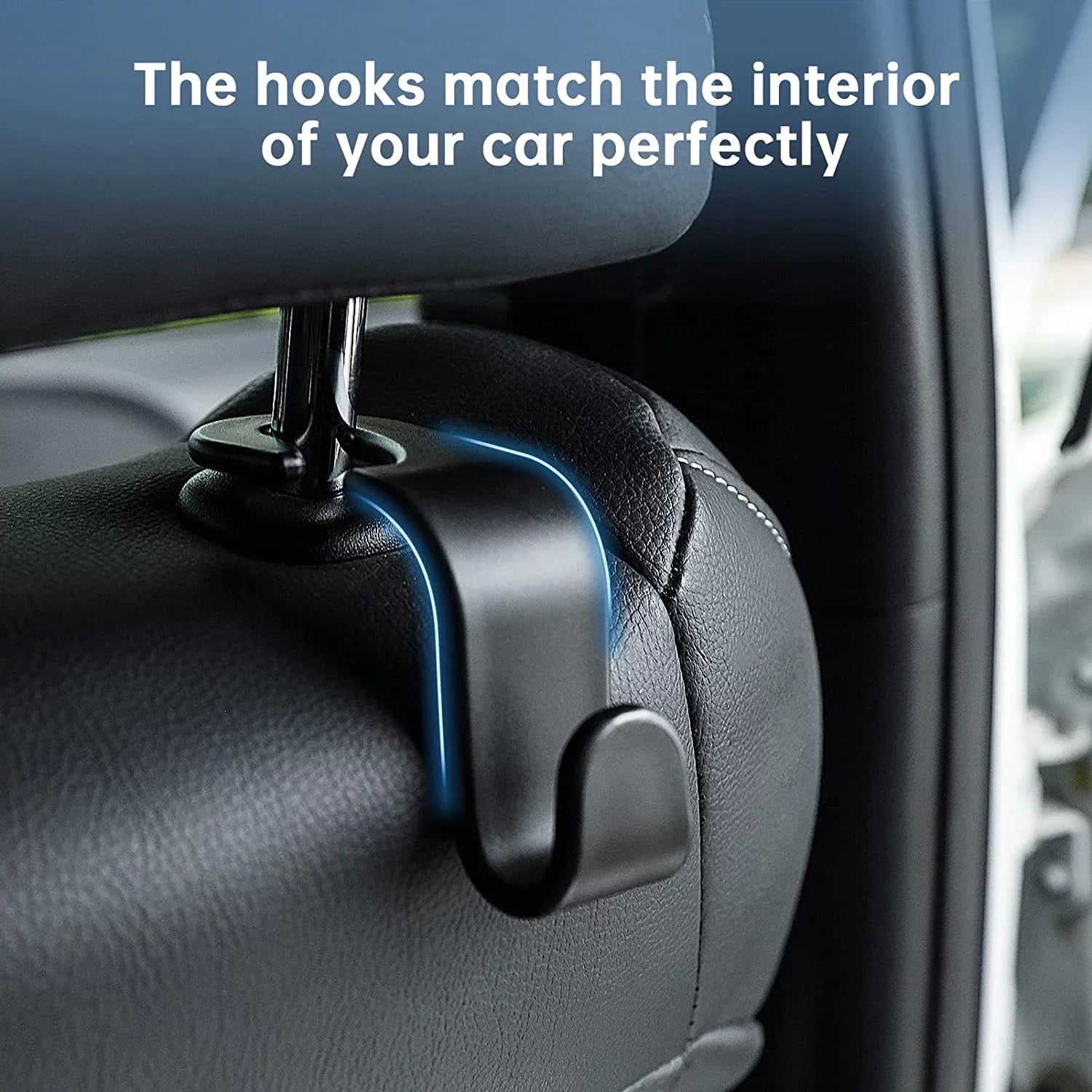 Car Seat Headrest Hooks, Universal Back Seat Organizer Black Hanger Holder Hook, Hanging Purses and Bags, Coat Umbrellas Grocery Bags Handbags (4Packs)