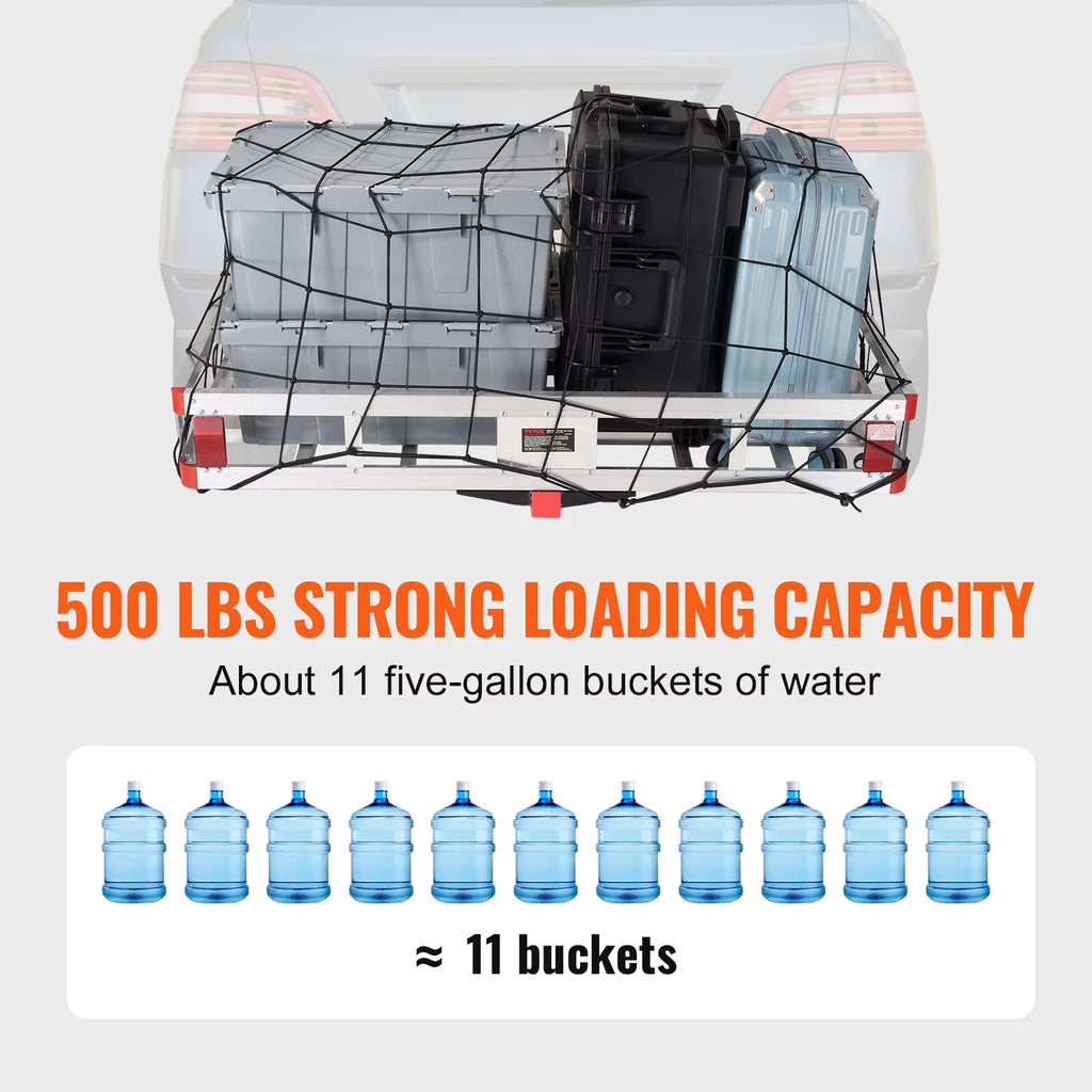 BENTISM Hitch Mount Cargo Carrier 47 x 20 x 6 in 500lb Aluminum Corrosion-Resistant Fits 2" Receiver Cargo Basket for SUVs Sedans Vehicles