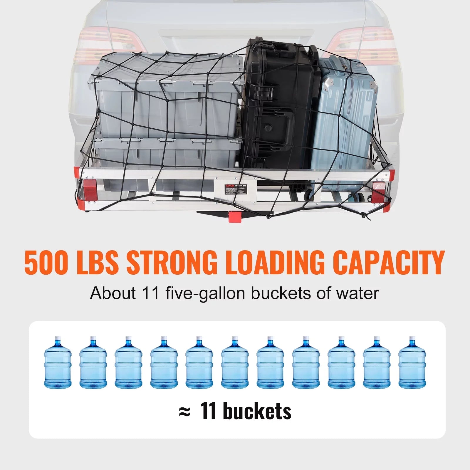 BENTISM Hitch Mount Cargo Carrier 47 x 20 x 6 in 500lb Aluminum Corrosion-Resistant Fits 2" Receiver Cargo Basket for SUVs Sedans Vehicles