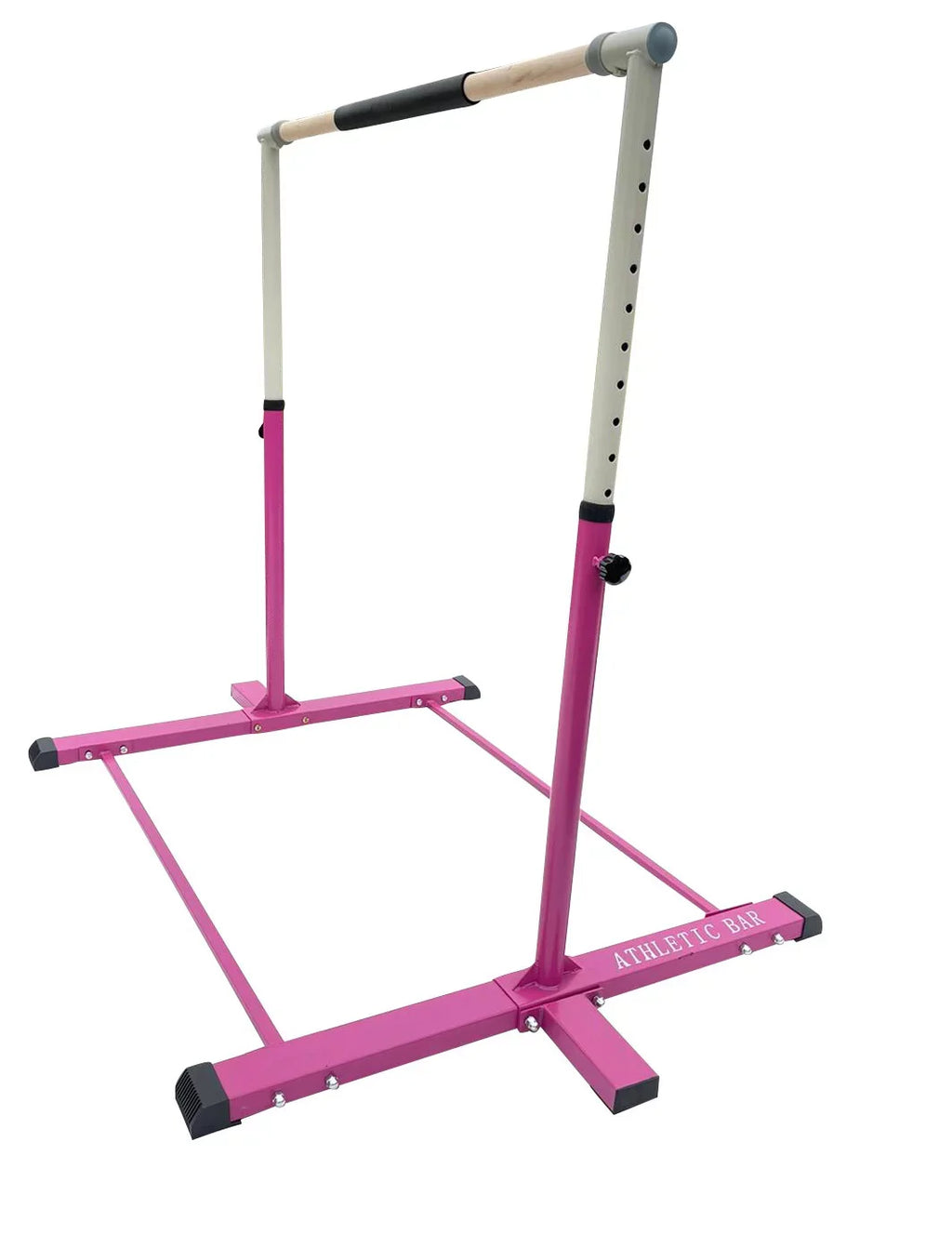Iron Form Gymnastics Bar Horizontal Kip Bar for Gymnasts Junior Training Expandable Height, Heavy Duty Jungle Gym Exercise Bar for Children and Adults, Adjustable Height 3 to 5 FT Gymnastic Bar, PINK