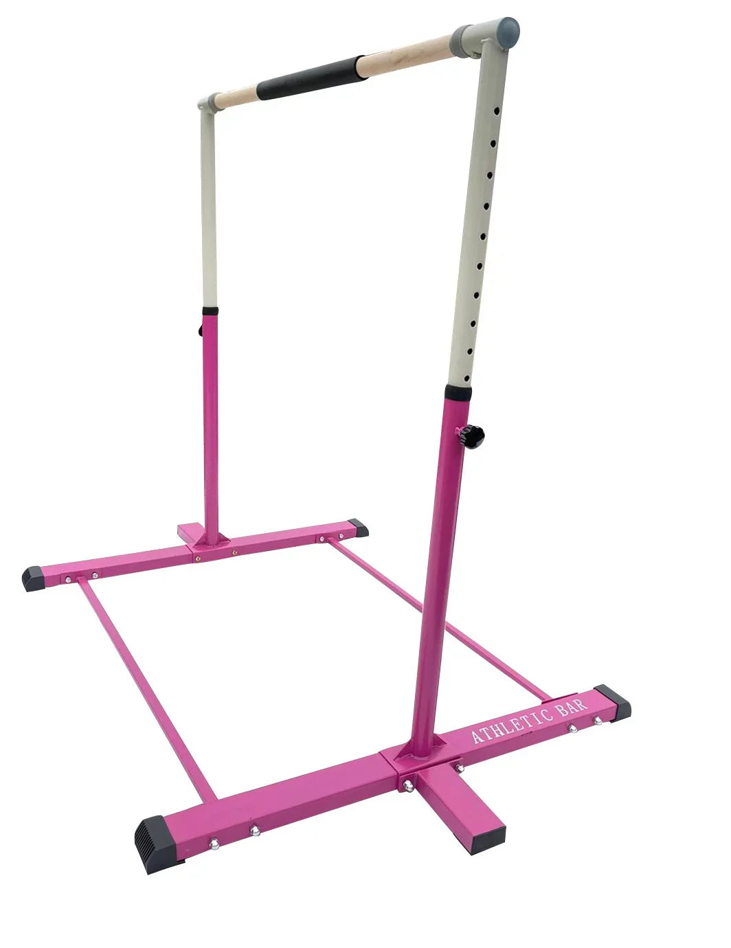 Iron Form Gymnastics Bar Horizontal Kip Bar for Gymnasts Junior Training Expandable Height, Heavy Duty Jungle Gym Exercise Bar for Children and Adults, Adjustable Height 3 to 5 FT Gymnastic Bar, PINK