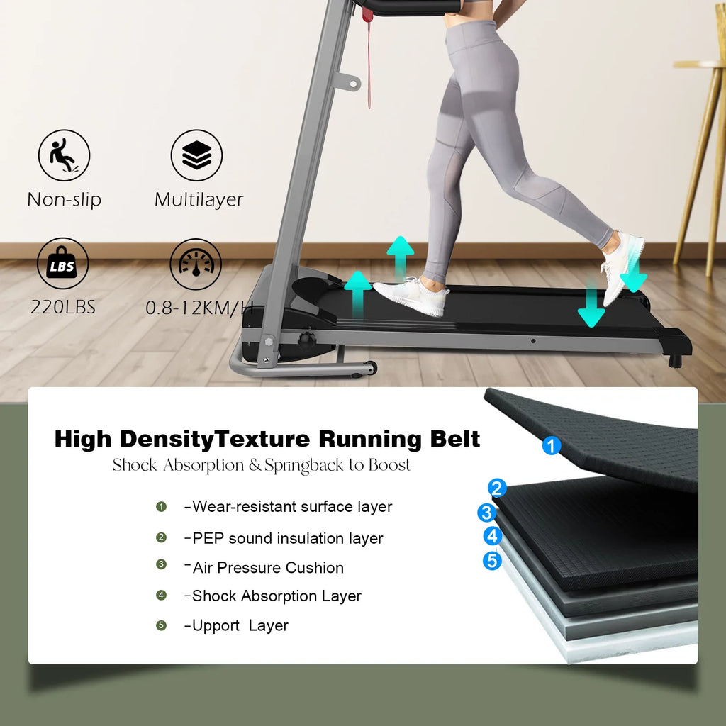 Dcenta Folding Treadmill for Small Apartment, Electric Motorized Running Machine for Gym Home, Fitness Workout Jogging Walking Easily Install, Space Save