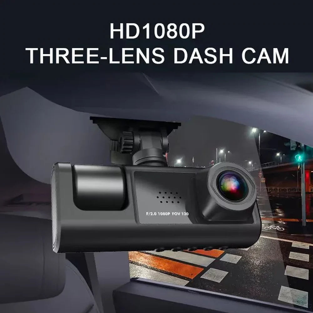 ammoon 3 Camera Dash Cam with WiFi, Clear Car Video Recorder for Auto Safety Driving