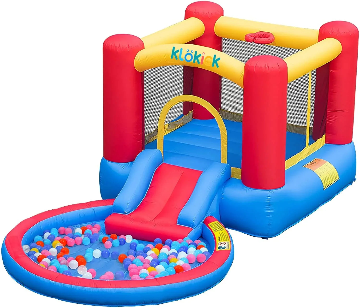 Valwix Inflatable Bounce House with Blower for Kids 3-5 years , Bouncy Castle Liquid & Pool for Wet Dry Combo, Bouncer with Repair Kits, Fun Bounce Area with Basketball Hoop