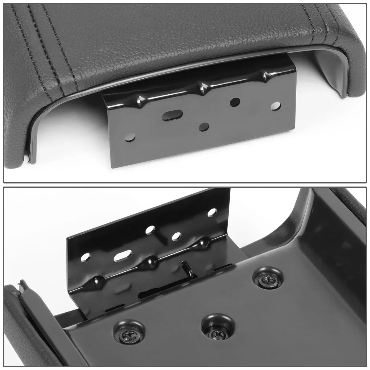 DNA Motoring ZTL-Y-0054 Leather Center Console Armrest Lid Assembly w/Latch For 2002-2009 Chevy Trailblazer GMC Envoy Buick Rainier [Black] 03 04 05 06 07 08