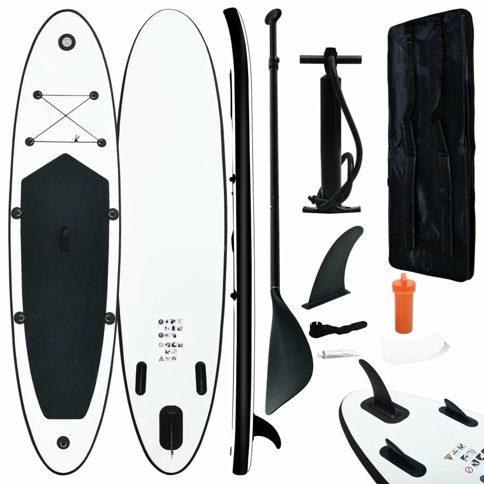 Maboto Inflatable Paddle Board Set Black and White