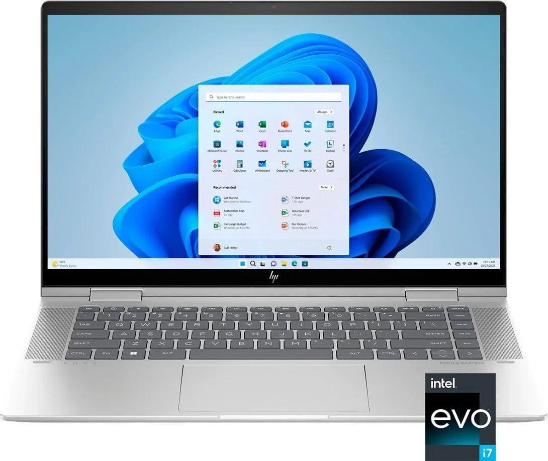 Envy X360 15 2-in-1 Portable computer 15.6" FHD IPS Display 13th Gen 10-Core i7-1355U 16GB RAM 1TB SSD Iris Xe Graphics Backlit Thunderbolt USB-C HDMI B&O Win11 Silver + HDMI Cable