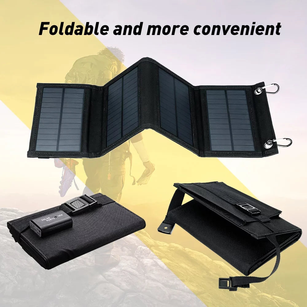 DFITO 80W Outdoor Foldable USB Solar Panel Power Bank for Camping Hiking