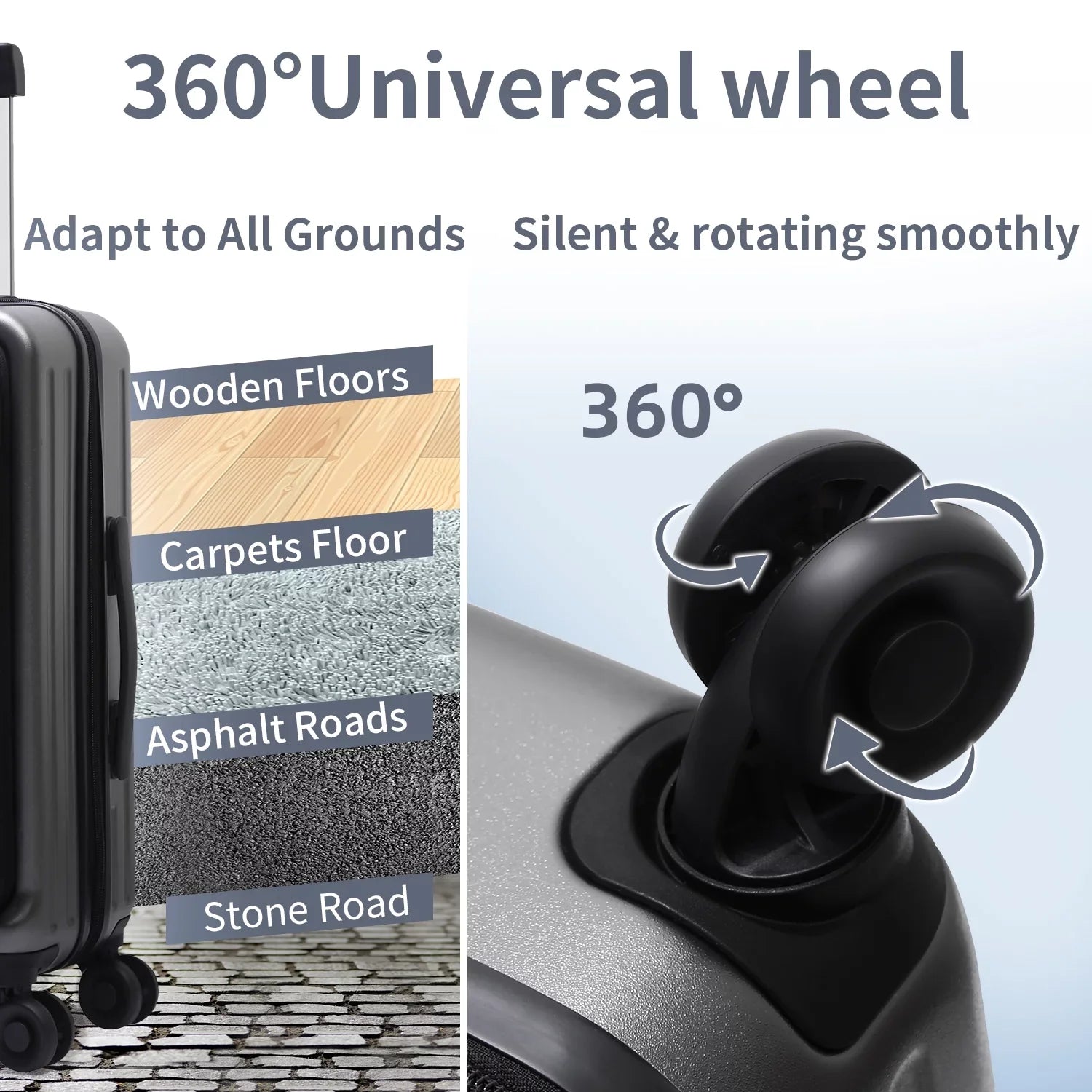 2 Piece 20/24 Luggage Set, Only 20 with Front Notebook Pocket & Expandle, Lightweight ABS+PC Hardshell Suitcase with TSA Lock & Spinner Wheels, 20 Inch 37~41L + 24 Inch 65L,Dark Grey