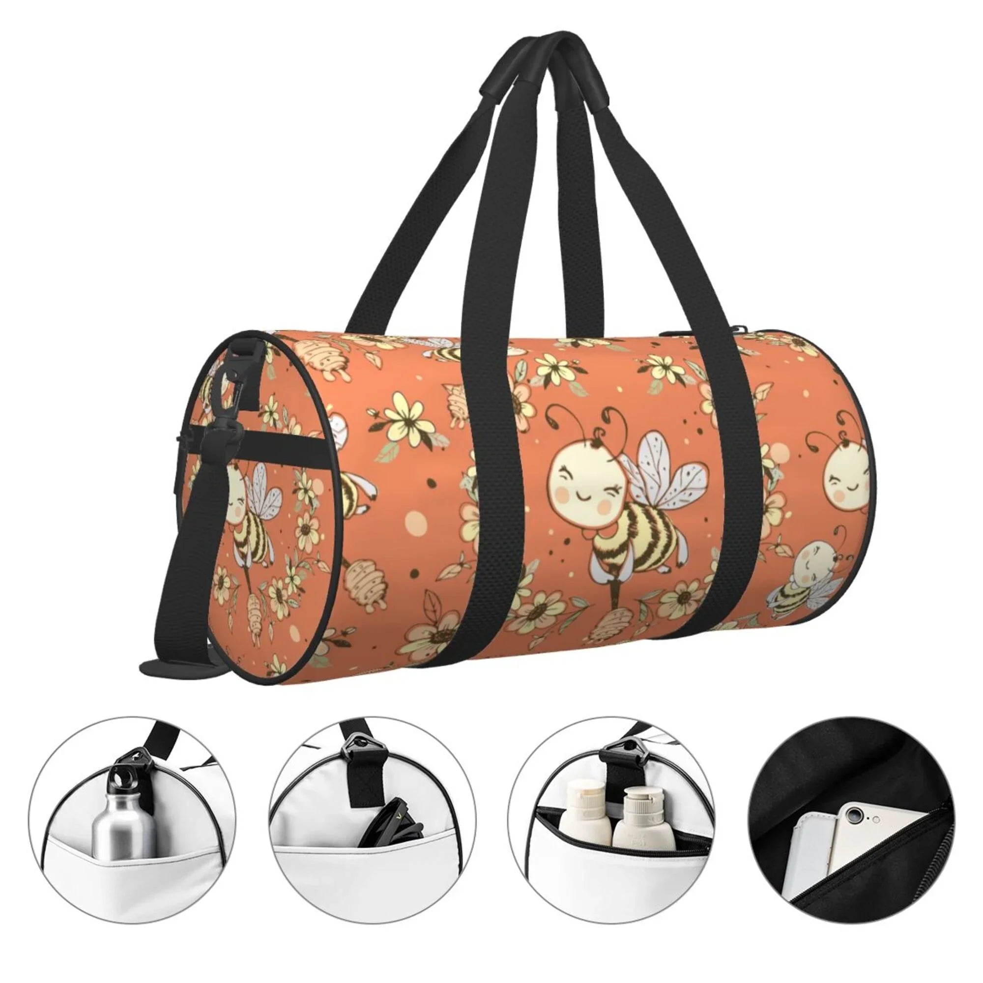 ZICANCN Fantasy Cute Honeybees Travel Duffle Bag, Sports Tote Gym Bag Weekenders Bags for Women Men